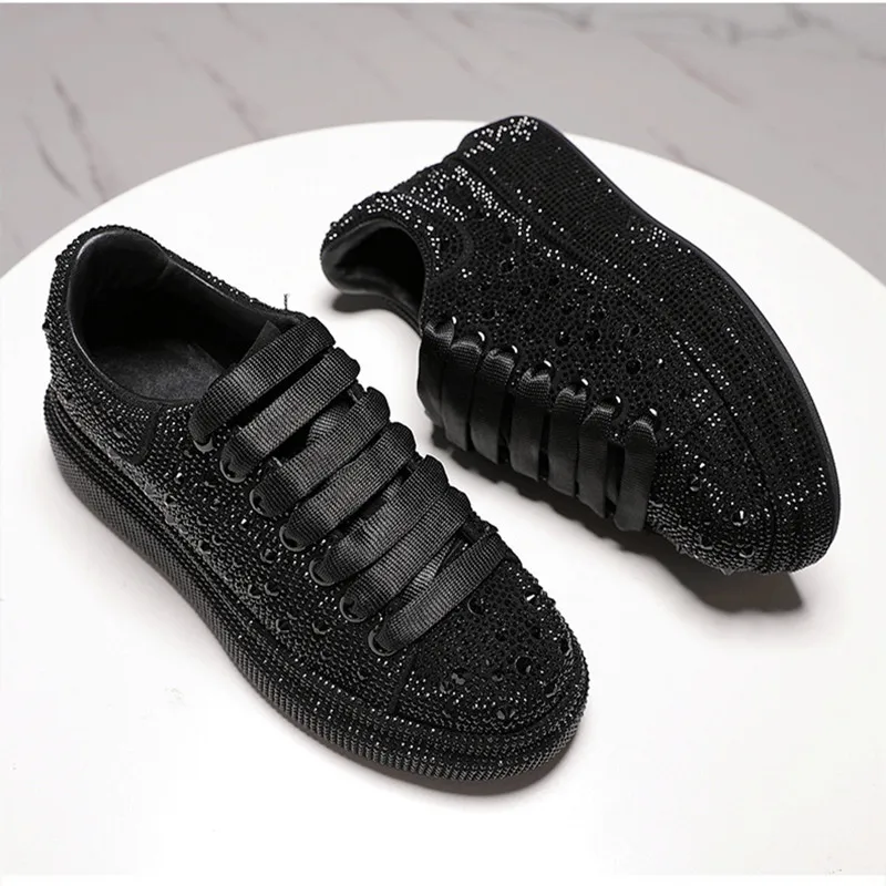 Diamond Sequins Women\'s Sneakers Platform Vulcanized Shoes Light Breathable Casual Shoes New 2022 Fall Luxury Shoes for Women