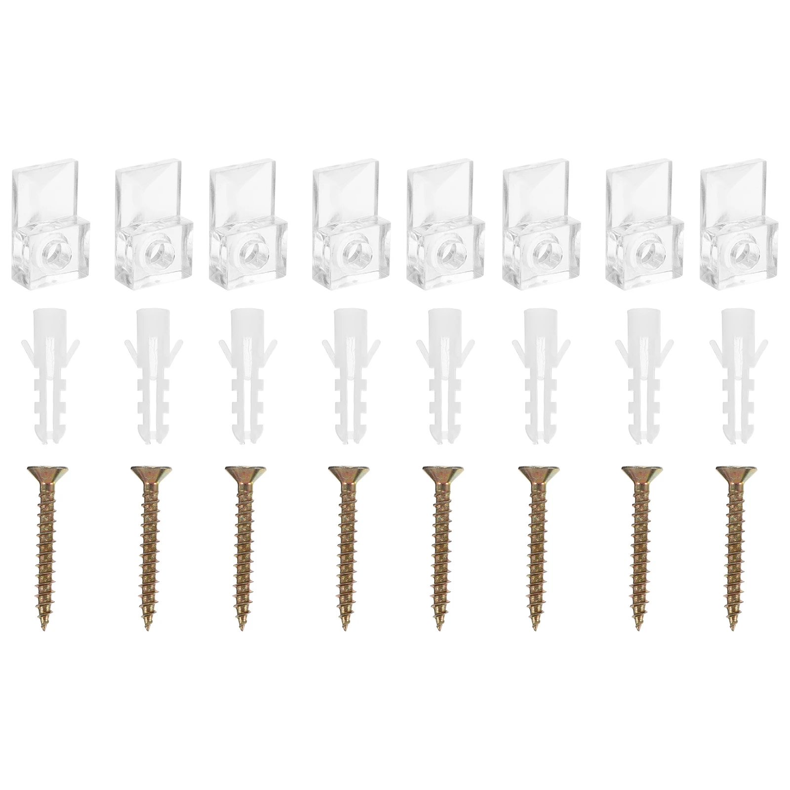 

20pcs Clips With Screws Transparent Plastic Clamps For Cabinet Bathroom Display Fixing Supplies Furniture Brackets Durable