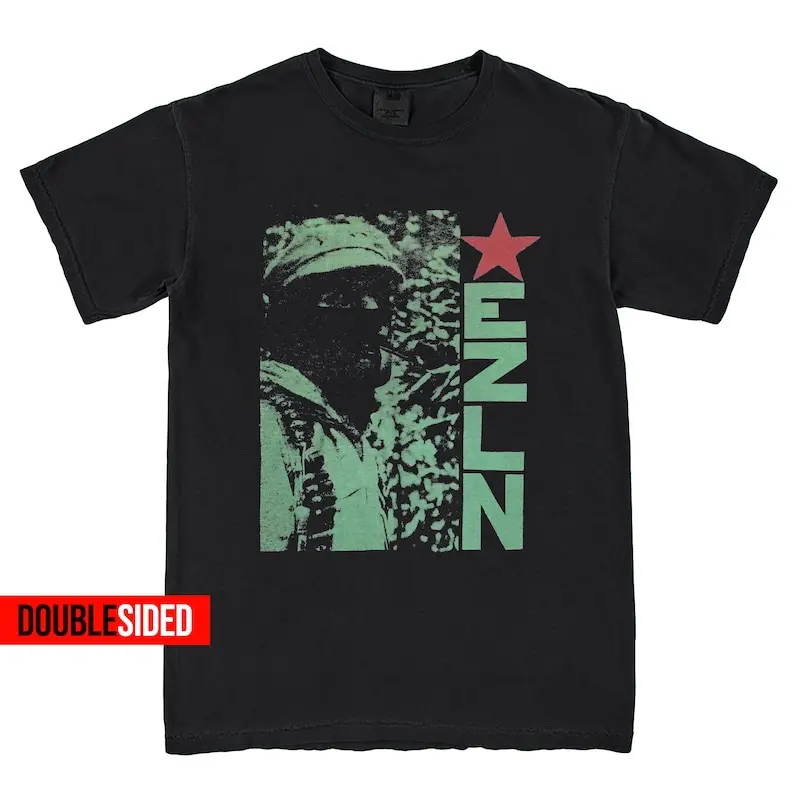 New Rare EZLN Star Zapatista Comandante Marcos Emiliano Zapata Retro T Shirt Doublesided Vintage Style