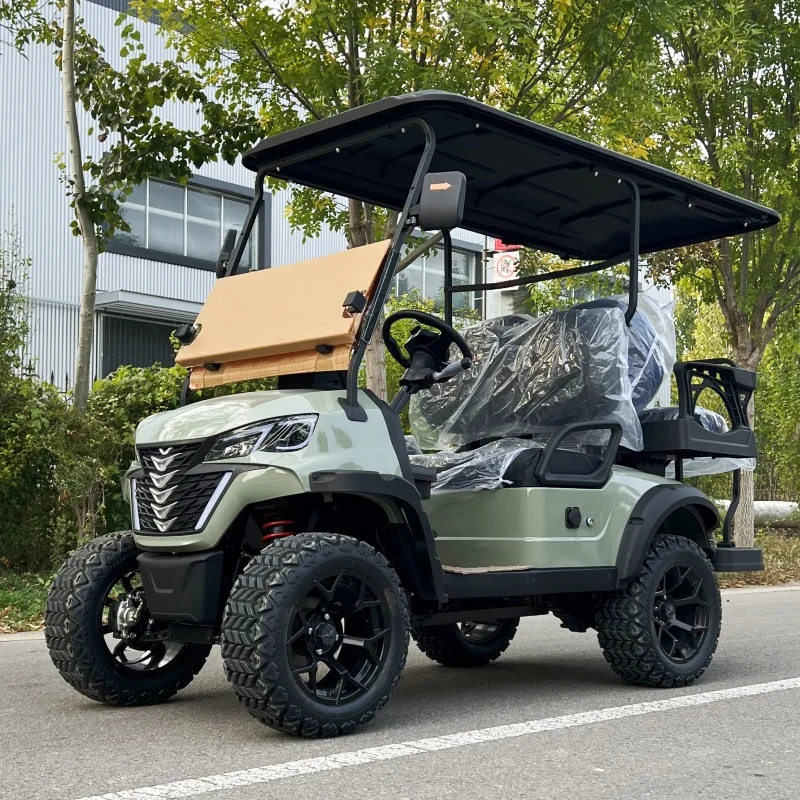 48V Electric Golf Carts 2+2 Seat 4 Wheel Off Road Buggy Scooter Lithium Battery Solar Panel Golf Cart