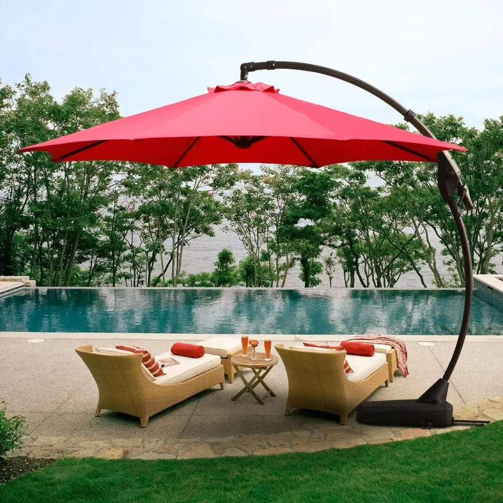 

Outdoor Cantilever Square Umbrella, Aluminum Offset for Pool Deck with Base Included Light Gray Patio Umbrellas