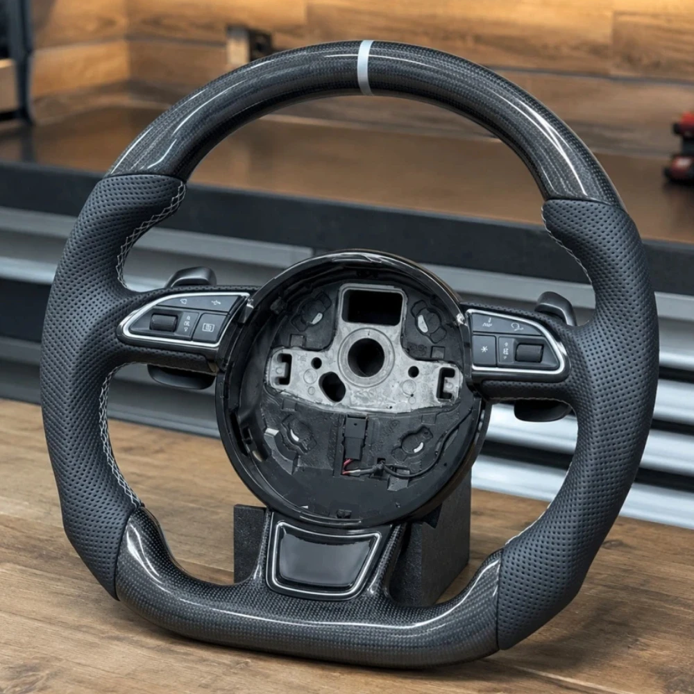 For Audi RS3 RS4 RS5 RS6 RS7 S3 S4 S5 S6 S7 Q3 Q5 Q6 Q7 A3 8P 8V 8Y A4 C6 A5 A6 A7 A8 TT TTRS Carbon Fiber Sports Steering Wheel