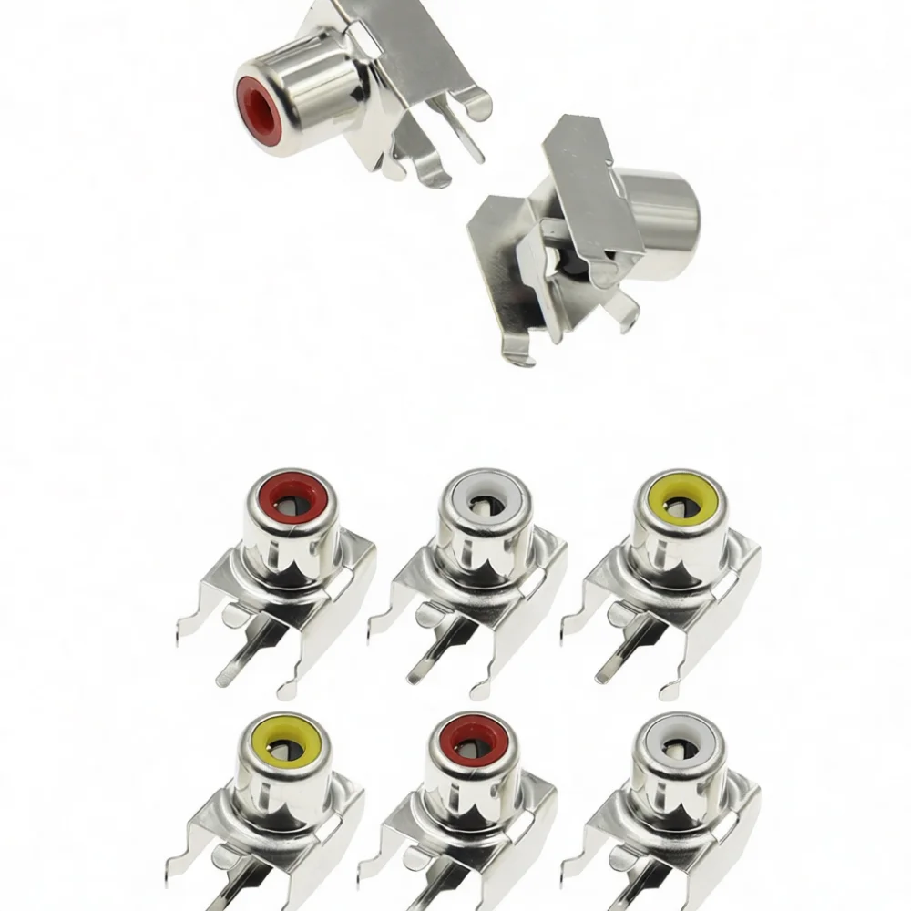 Audio Video RCA Jack Socket Metal Base AV 103B For TLZWLA Devices Red White Yellow Connector Lotus Panel Connection