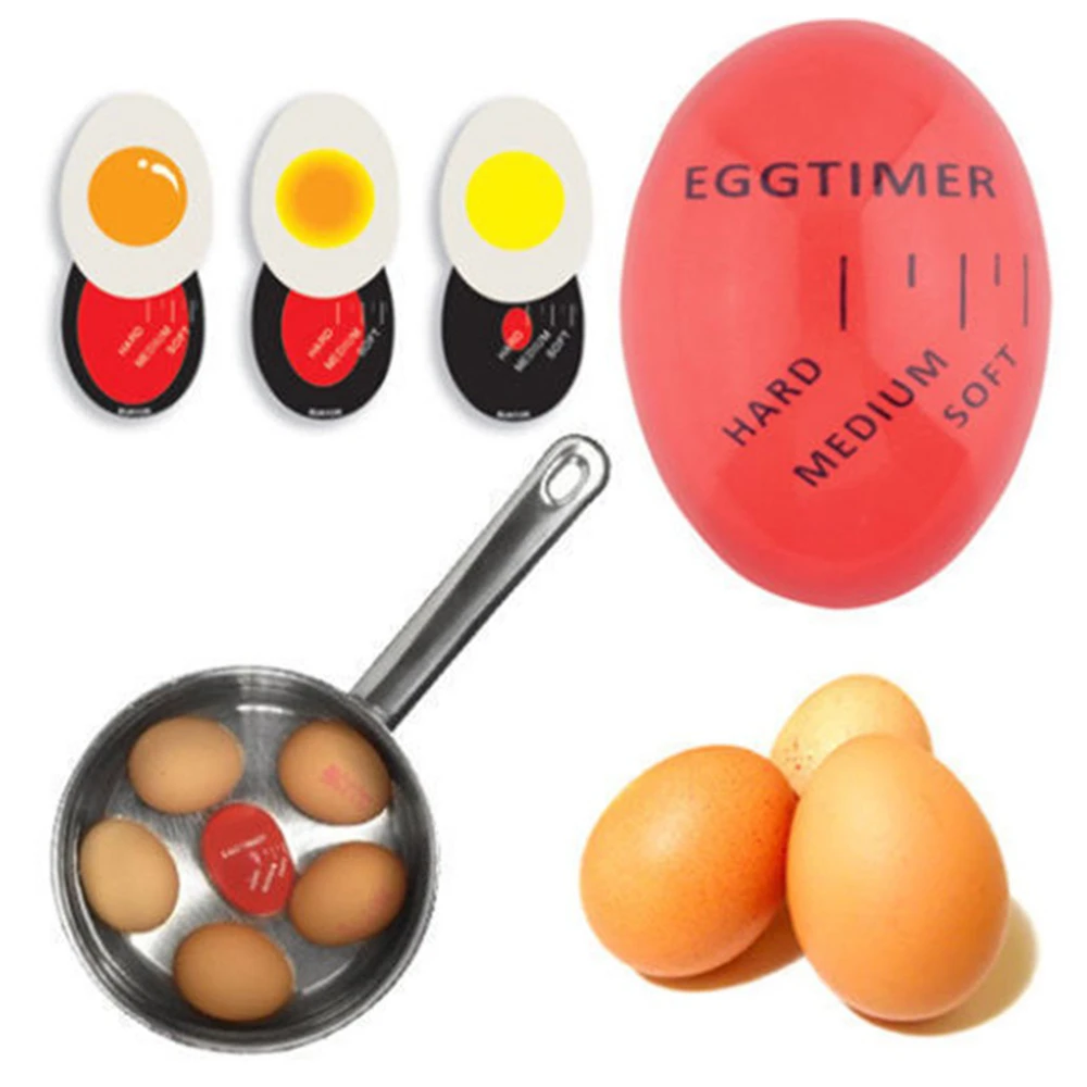 Temporizador de huevos de Color para cocina, dispositivo electrónico de resina roja, cambia de Color, alarma Yummy, hervido suave y duro, respetuoso con el medio ambiente, 1 unidad