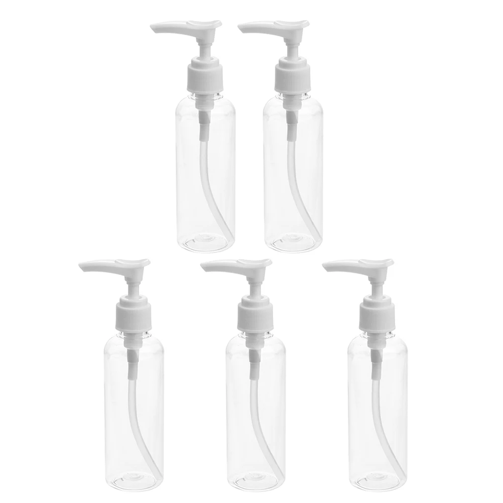 

5pcs 100ml Press Pump Bottles Leakproof Travel Refillable Shampoo Body Wash Soap Dispenser Brown Plastic Bottle
