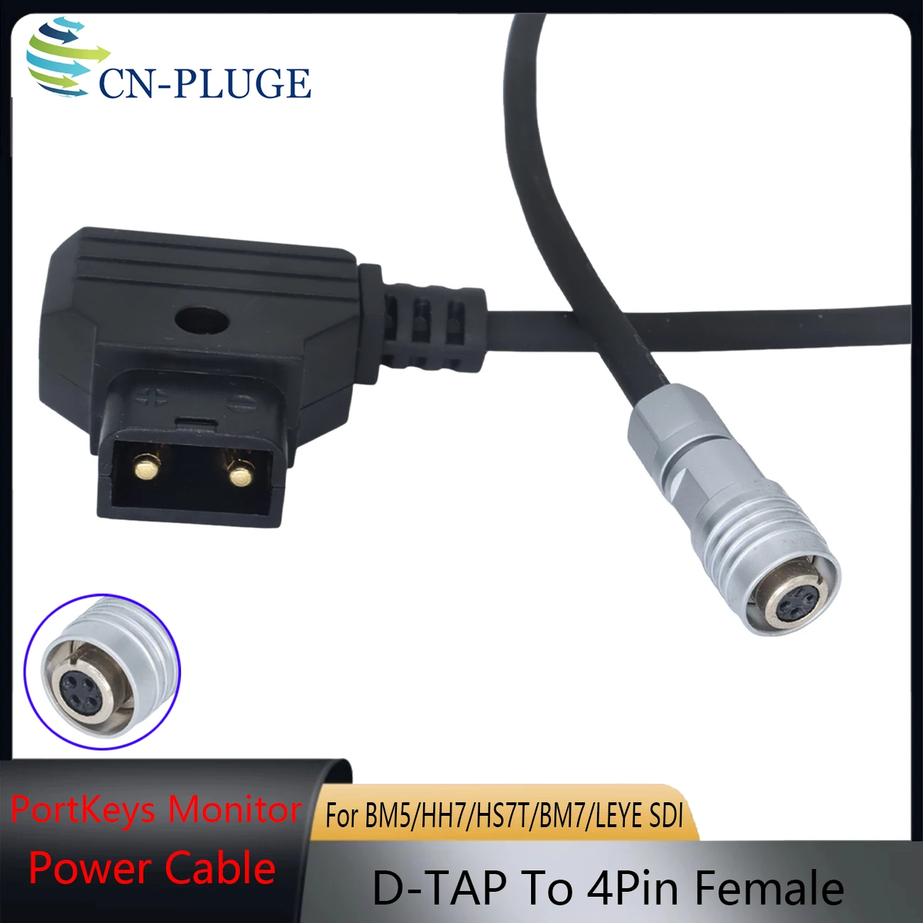 D-Tap to 4-pin Female Plug PORTKEYS Series BM5 BM7 HH7 HS7T Monitor Power Cable Spring Wire