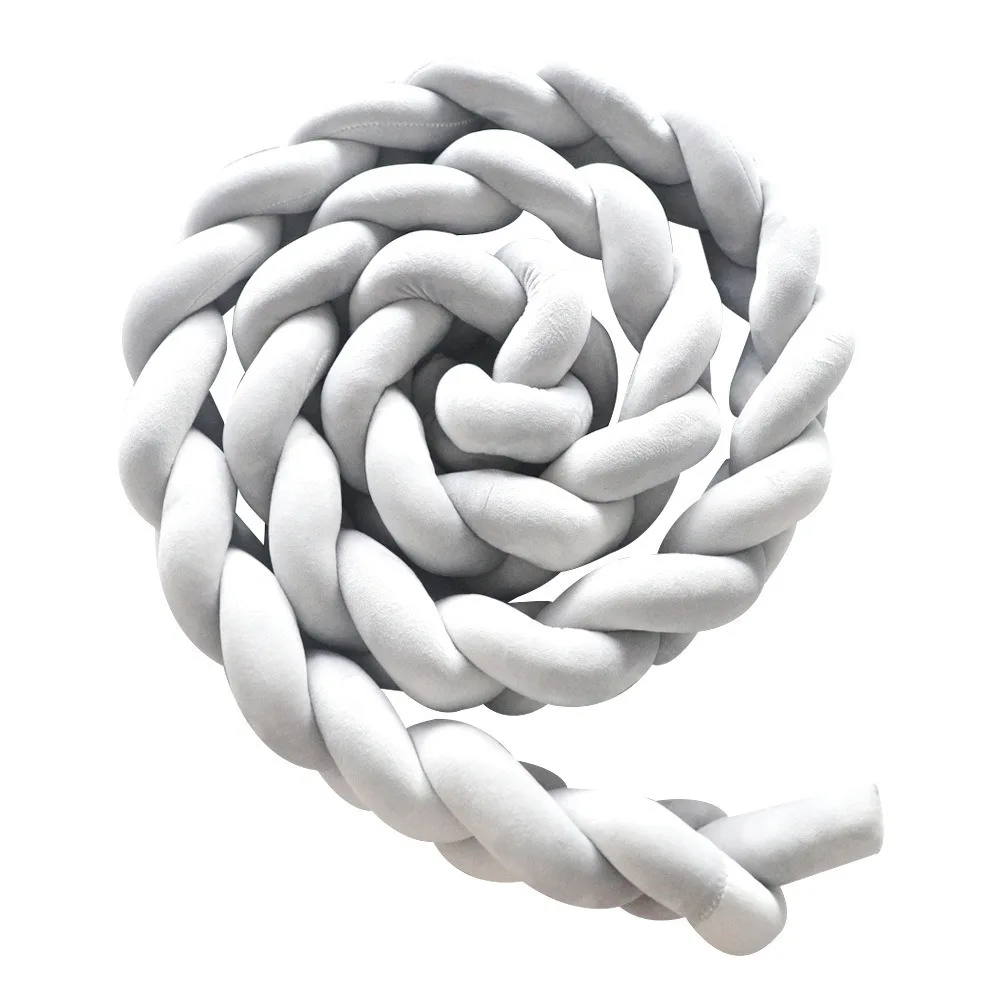Three Strand Braided Rope Knotted Pillow Ins Nordic Braid Handwoven Crib Rail Protector for Baby Infant Bed Safety