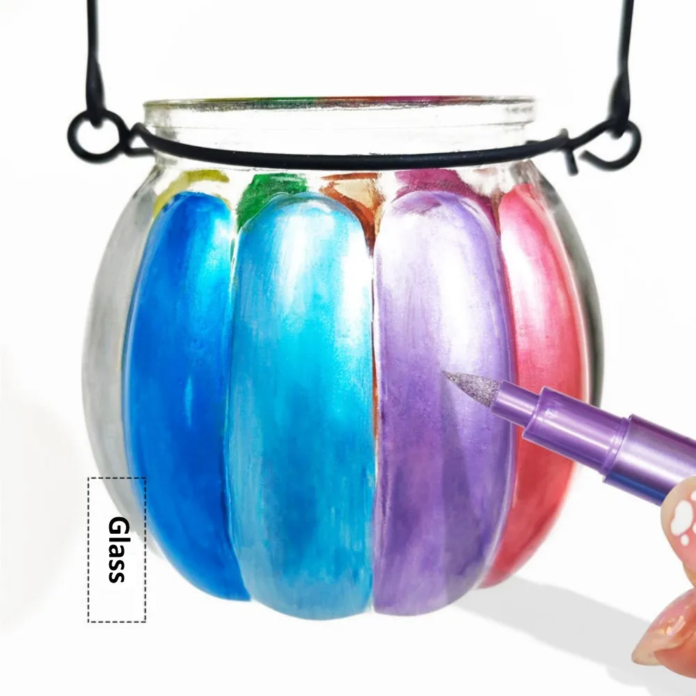 أقلام علامات معدنية للورق الأسود ، لوحة صخرية زجاجية ، قصاصات ذاتية الصنع ، ألبوم ، أدوات مكتبية للطلاب ، 12 لونًا