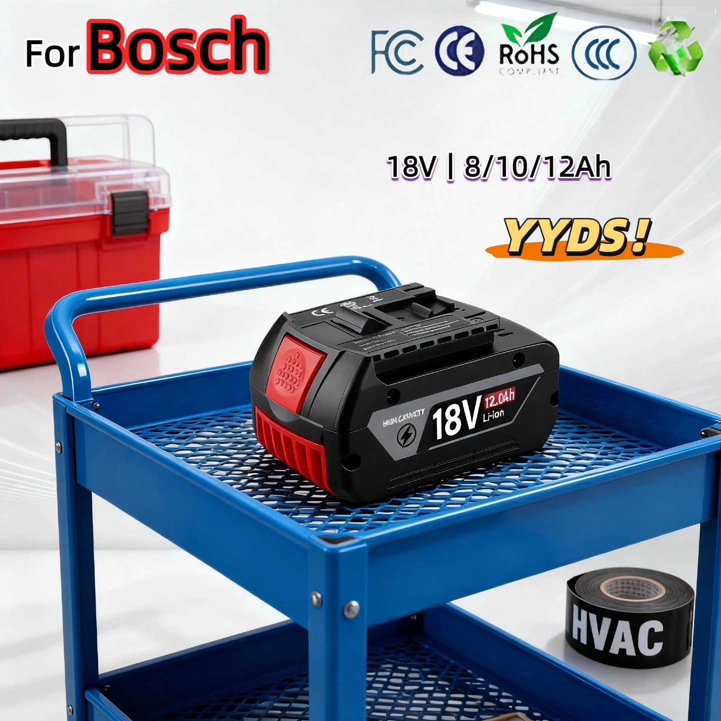 بطاريات أصلية 18 فولت 8.0Ah/10.0Ah/12.0Ah لأداة Bosch القابلة لإعادة الشحن GWS180 GDR215 GDS400 DSR185 BAT618 #1
