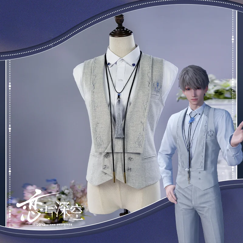 Juego Love and Deepspace Xavier Cosplay hombres adultos pianista uniforme disfraz abrigo collar accesorios completos conjunto traje trajes