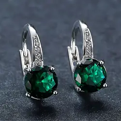 Fashion Geometric Copper Green Zirconia Earrings For Women Girls Multicolour Metal Earring INS Style Party Birthday Jewelry