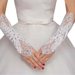 Wedding Show Party Clothing Accessories Dance Gloves Women Miss Business Etiquette Long Satin Bridal Gloves With Fingerless