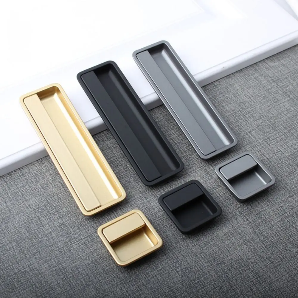 New Aluminium Alloy Recessed Door Handle Hardware Invisible Embedded Door Knob Furniture Sliding Door Pull Kitchen