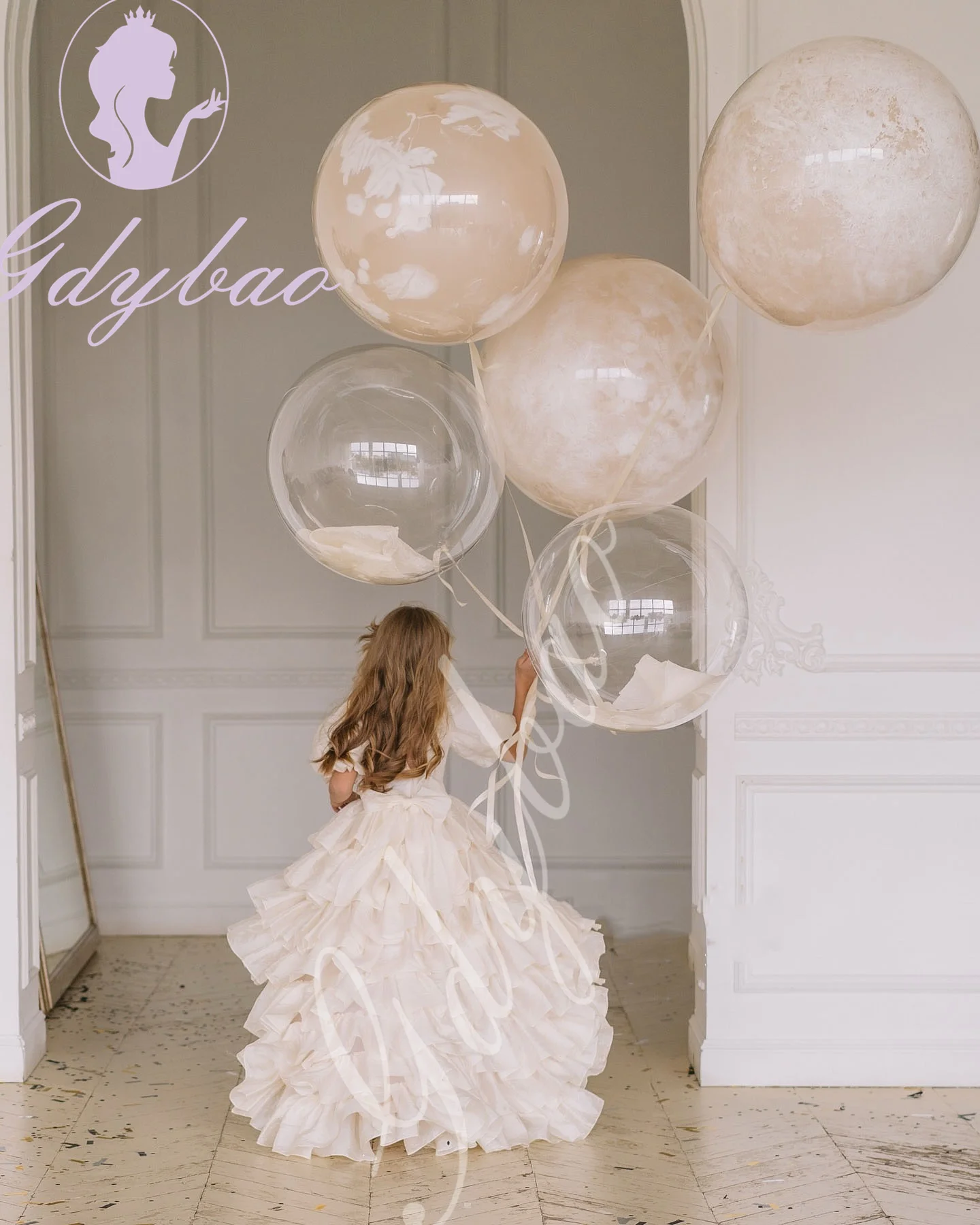 Lalic Flower Girl Dress for Wedding Layered Puffy Short Sleeve Princess Kids Birthday Party First Communion Ball Gowns Custom