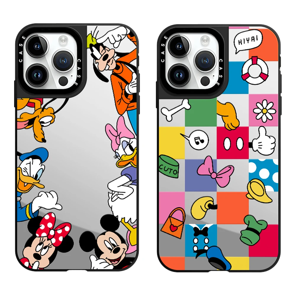 

Disney Mickey Mouse Friend Mirror Phone Case With MagSafe For iPhone 16 15 14 13 12 11 Pro Max Plus Anti-drop Back Cover