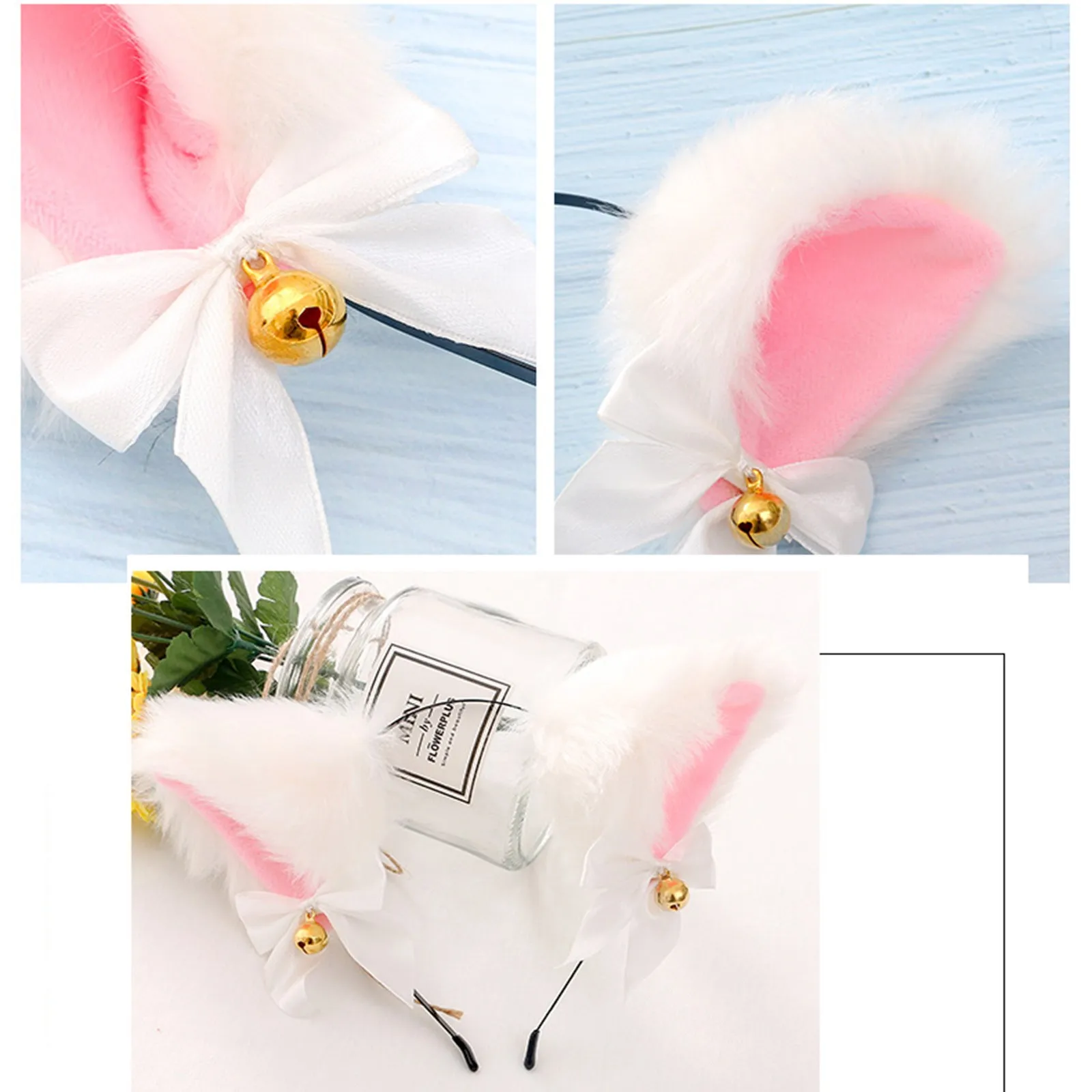 Diadema peluda con orejas de gato para niña, accesorios de cámara, diadema h, bandas para el cabello, Cosplay de fiesta