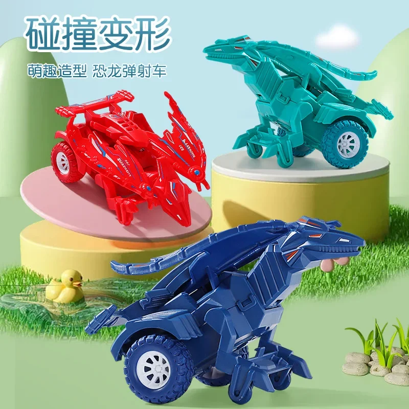 New Transforming Dinosaur Car Deformation Car Toys Inertial Sliding Dino Car Automatic Transform Toy Boys Amazing Gifts Kid Toy