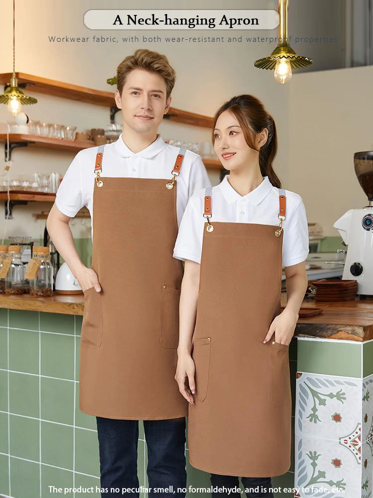 

Premium Heavy-Duty Adjustable Cross Back Strap Canvas Work Apron-Waterproof Oil Resistant Stain Wear Proof Professional Workwear