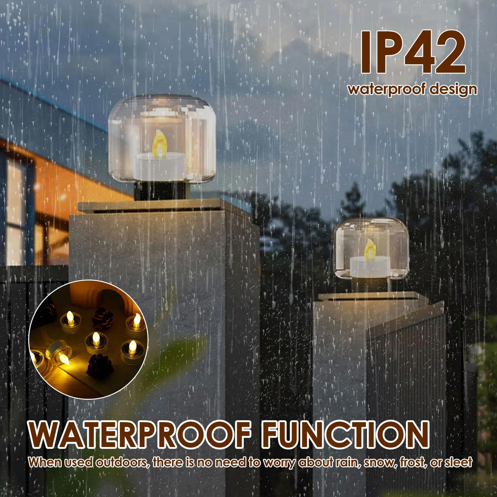 6Pcs Solar Candle Light LED Tea Light Outdoor Waterproof Flameless Flickering Garden Party Lighting Indoor Decor Mood Lighting