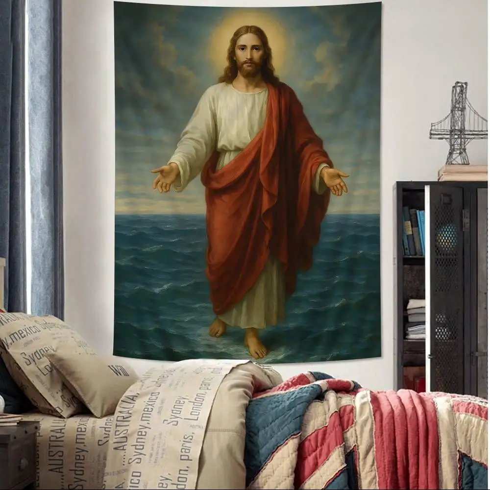 Classic Sacred Figure J-Jesus DIY Wall Tapestry for Living Room Home Dorm Decor Wall Art Decor