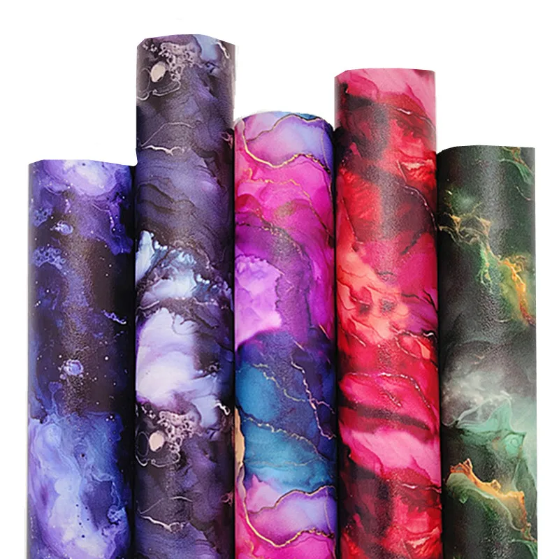 Mini Rolls 30x134cm Abstract Pattern Printed Synthetic Leather Felt Backing Faux Leather Fabric For Bows DIY Craft Earring Q1848