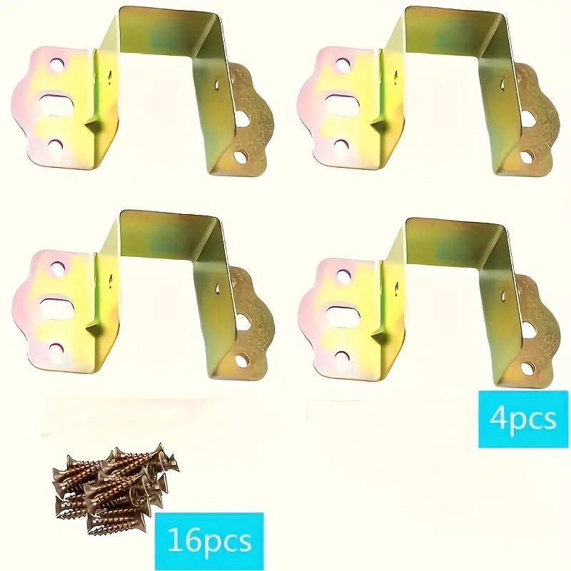 20pcs(4Set) Durable Metal Bed Beam Support Brackets - Thickened for Stable Furniture Fixing, for Home & Office Use