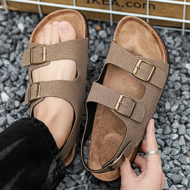 Men sandals High-quality genuine leather outdoors Luxury men sandals Adjustable slippers women\'s sandals summer 2024 Beach Shoes