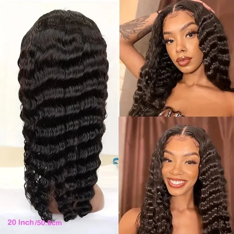 13x6 Deep Wave Lace Front Wigs Human Hair HD Transparent Wigs Human Hair for Women 250% Density Lace Front Wigs Human Hair