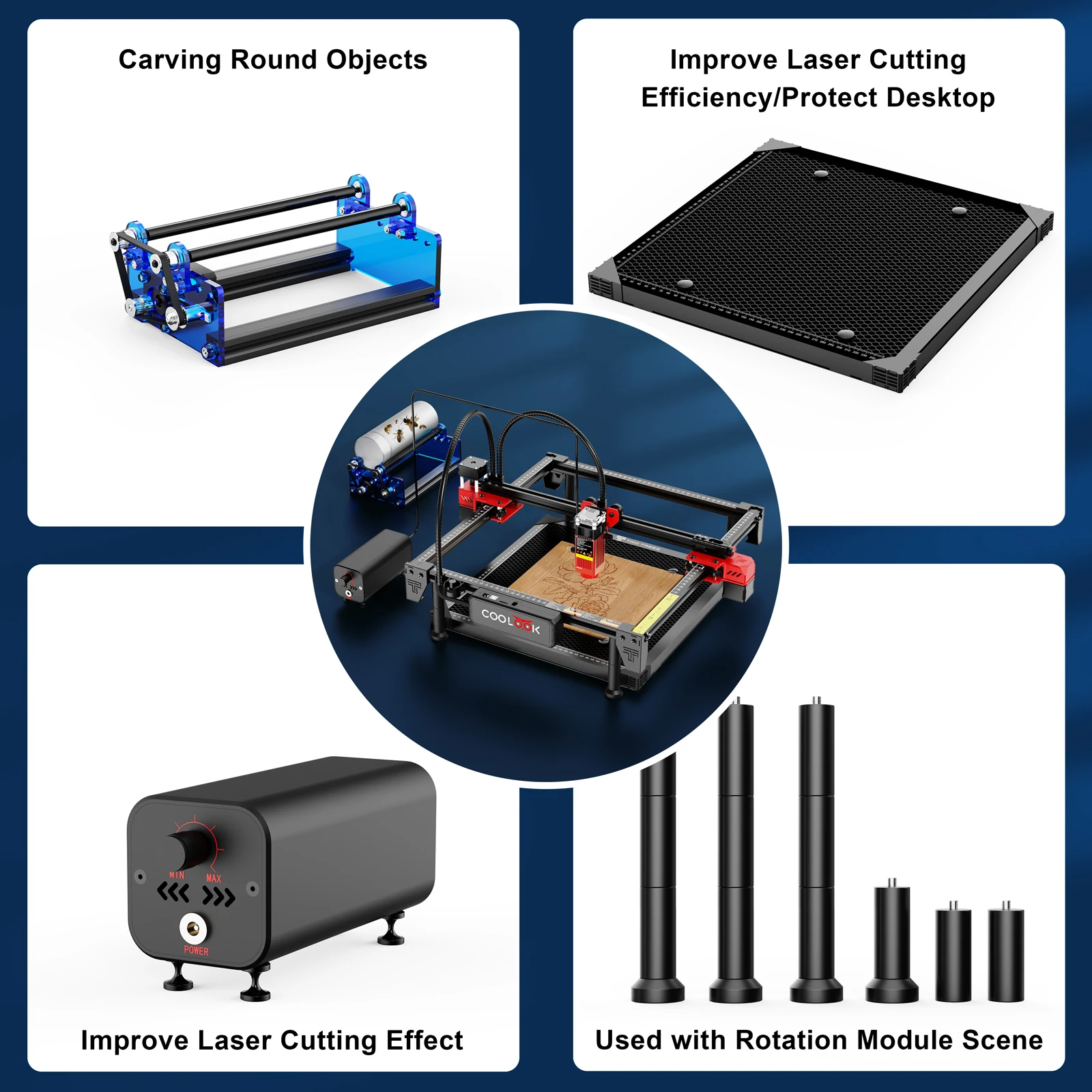 COOLOOK CK1-55 Diy Kit Laser Master Engraver Cutter For Beginner Woodworking CNC Engraving Cutting Machine Metal Acrylic Leather