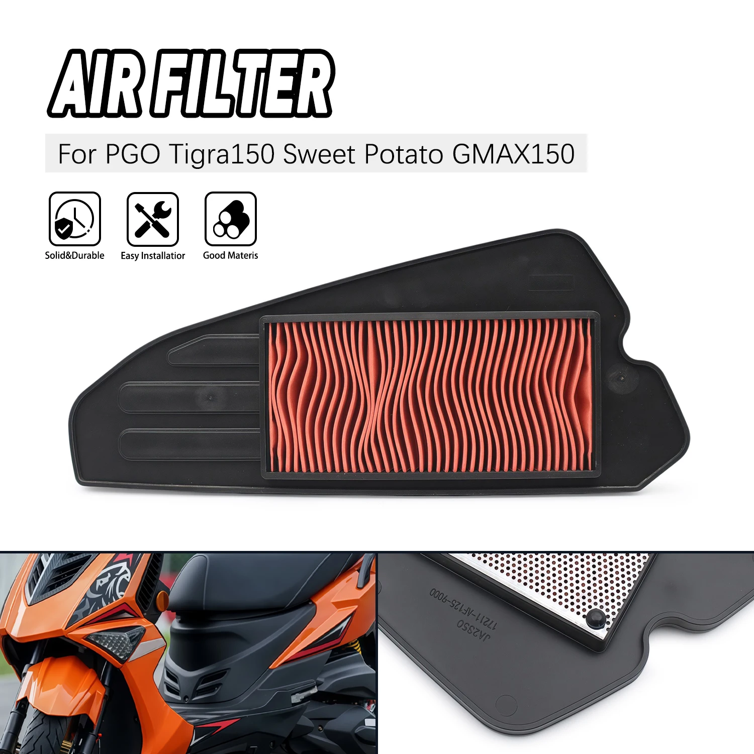 

Air Intake Filter Replacement Motorcycle Engine Accessories Air Cleaner Element For PGO Tigra 150 Sweet Potato GMAX 150