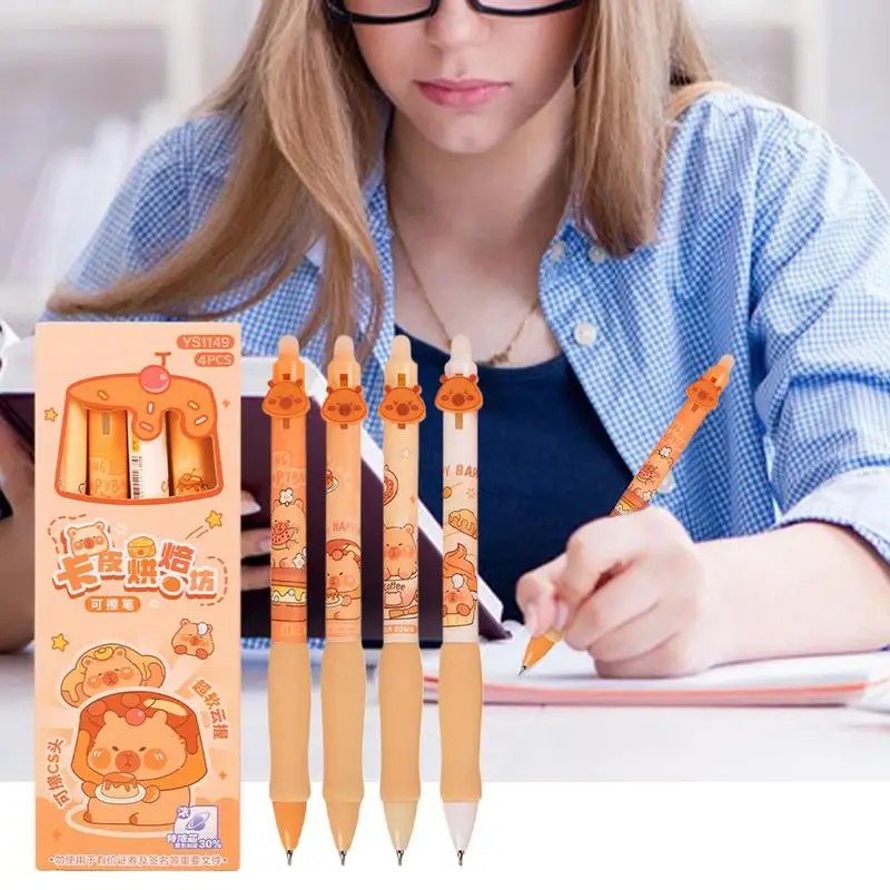 Bolígrafos de Gel borrables, 4X bolígrafos de tinta de Gel borrables, instrumentos de escritura de animales de dibujos animados para mujeres, hombres, niñas, niños, estudiantes