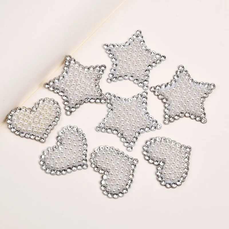 10 Stück Hot Diamond Pearl Wasserherz-Stern-Applikationen für Kleidung, Hüte, Taschen, Schuhe, Haarspangen und Accessoires – Detail 6