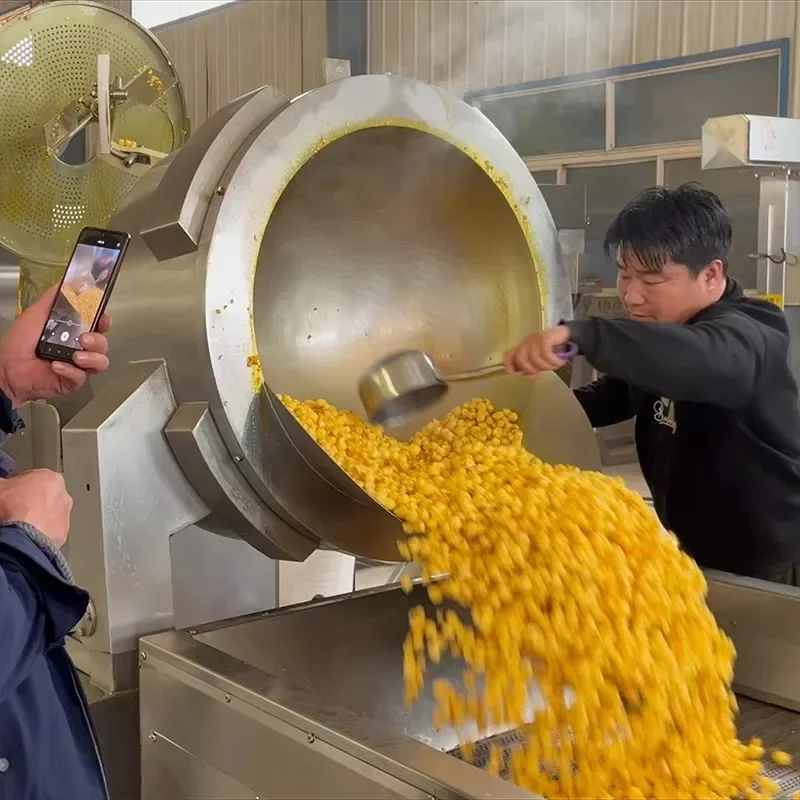 Custom Professional Large Electric Popcorn Machine Industrial Automatic Sweet Caramel Popcorn Maker Commercial Snack Equipment