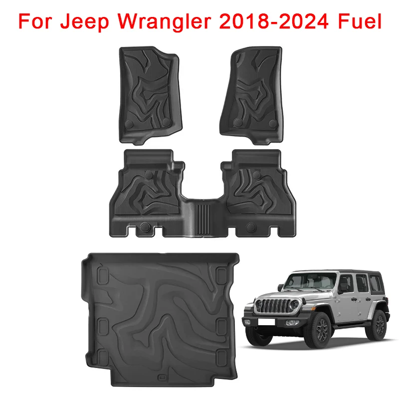 

for Jeep Wrangler 2018 2019 2020 2021 2022 2023 2024 Fuel TPE Car Floor Mats Cargo Liner Trunk Pad Accessories fit Left Rudder