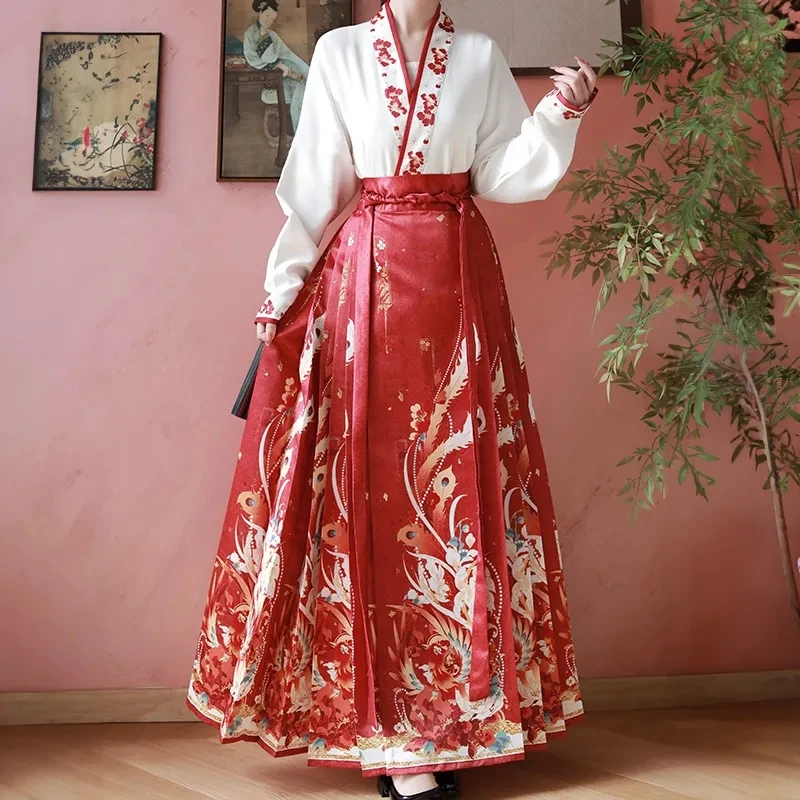 Hanfu Damen Rock mit Pferde gesicht Anzug neuen Herbst Winter Toast Kleidung Stil Guofeng Bankett Tanz kleidung zweiteiliges Set