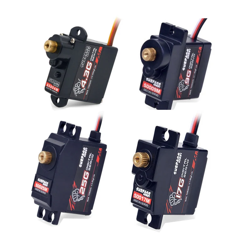 5 pçs surpass hobby s0025m metal engrenagem servo digital 4.3g 9g 17g 25g para 1/10 rc barco carro avião asa fixa drone robô peças