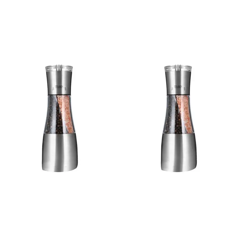 ABVG-2X Pepper And Salt Grinder 2 In 1,Dual Mill Shaker With Adjustable Coarseness By Rotor, Kitchen Cooking