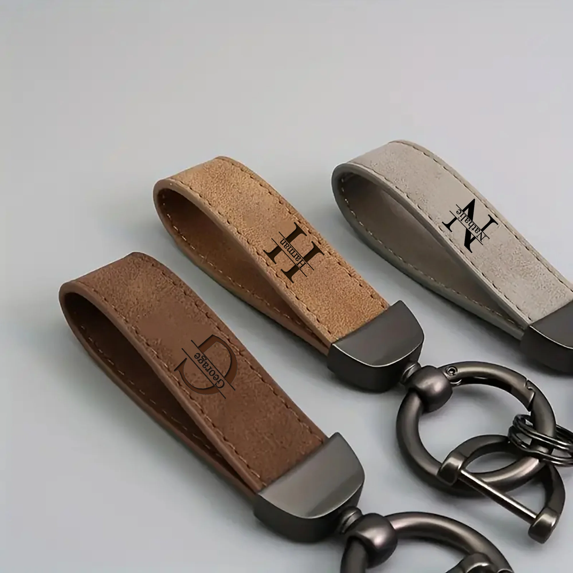 Personalised Faux-Leather Initial Keychain