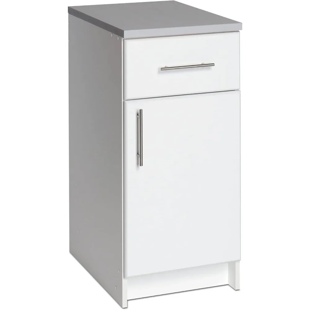 Elite 16" Storage Cabinet, White Storage Cabinet, Base Cabinet, Bathroom Cabinet with 1 Drawer and Adjustable Shelf