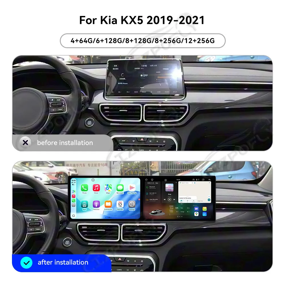 10.1 Inch Dual Screen Car Radio Android For Kia Sportage 2019 - 2021 CarPlay Multimedia Video Player Car GPS Navigation Stereo