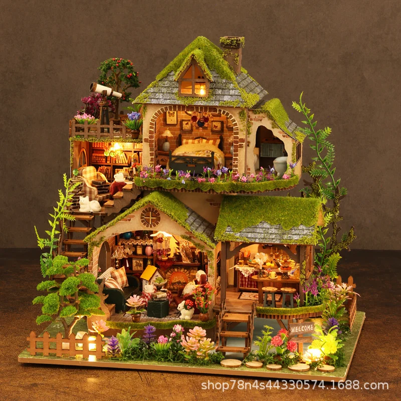 

New Qiaoyun DIY Cabin Forest Adventure Toy Model Handmade DIY Cabin Wooden Assembly Small House