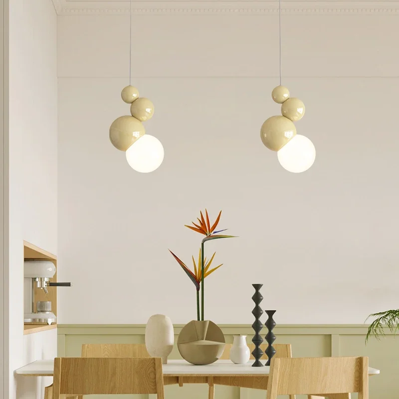 Modern Style Restaurant Led Chandelier New Cream Color Wind Hotel Bar Simple Fashion Home Decor Lamp for Bedroom Bedside Hanging