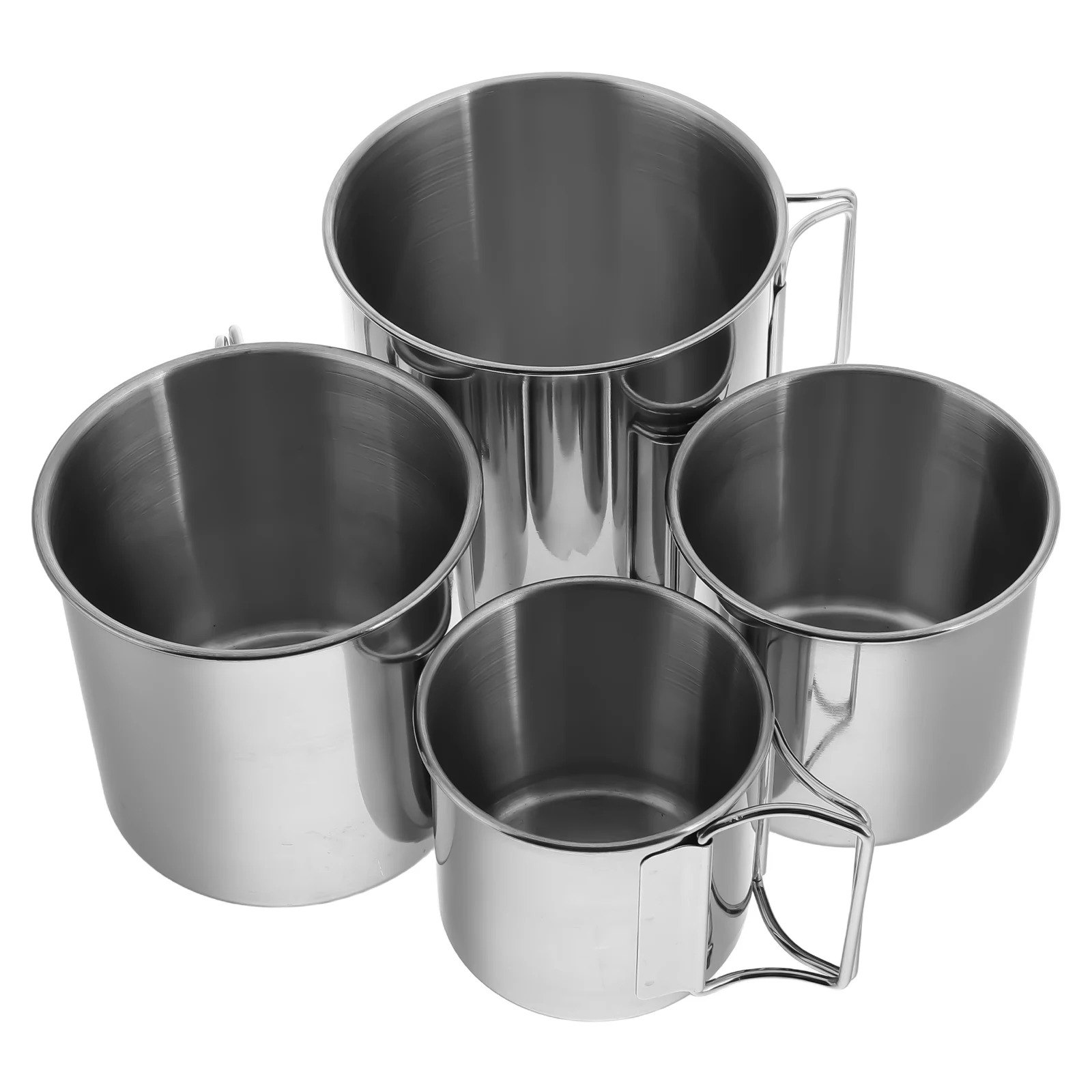 

4 Pcs Outdoor Camping Cup 304 Stainless Steel Foldable Travel Silver Boiling Cups Portable Tumbler Set Barbecue Water Bottle