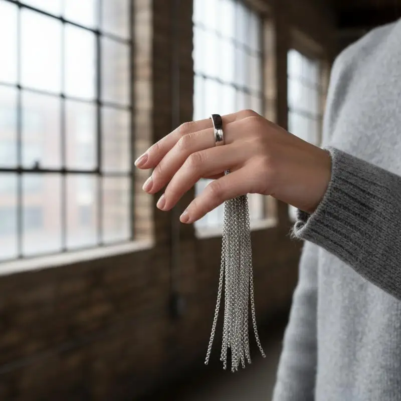Adjustable Stainless Steel Tassel Ring for Women Fashion Jewelry Simple Clean Design Best Choice for Daily Attire