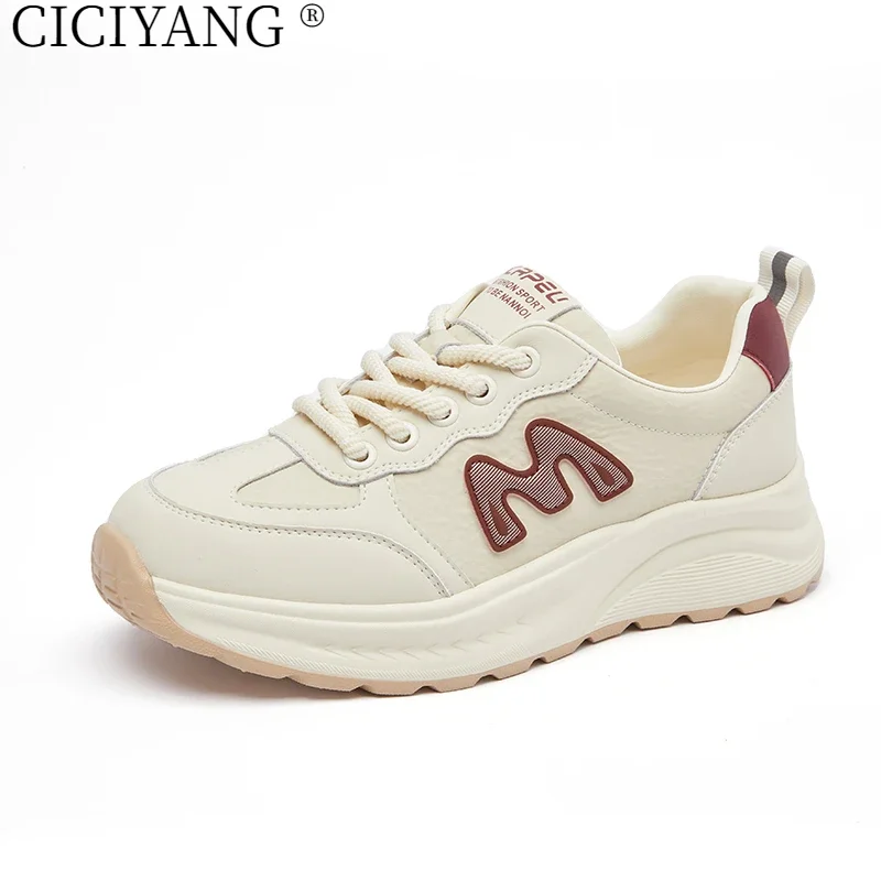 

CICIYANG Genuine Leather Forrest Gump Shoes Women 2025 Spring New Platform Sneakers Women Fashion Casual Running Shoes