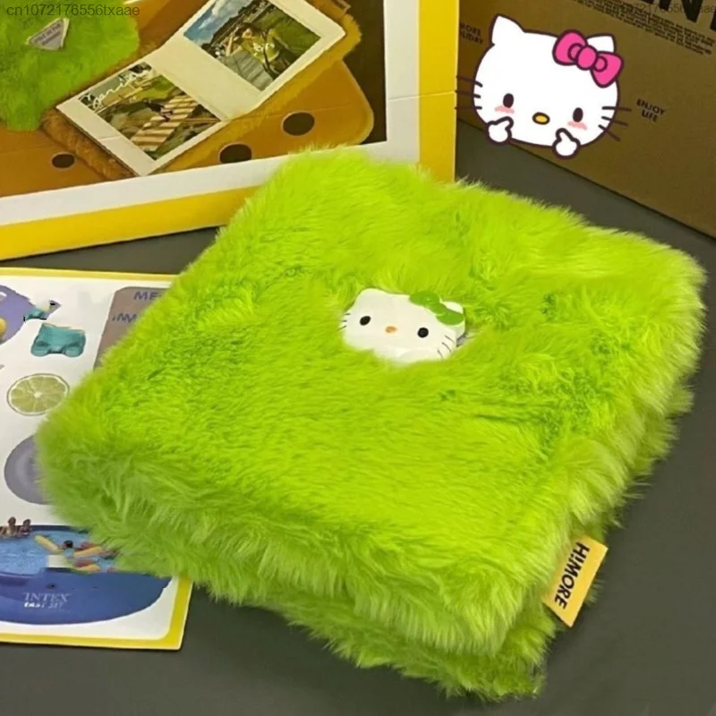 Sanrio Hello Kitty New Cute Green Plush Card Album Y2k Women Commemorative Album Removable Card Book Creative Birthday Gifts