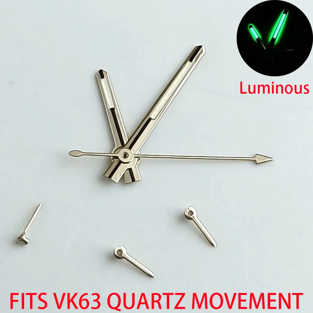 시계 손, VK63 VK63A 쿼츠 무브먼트, 녹색 발광