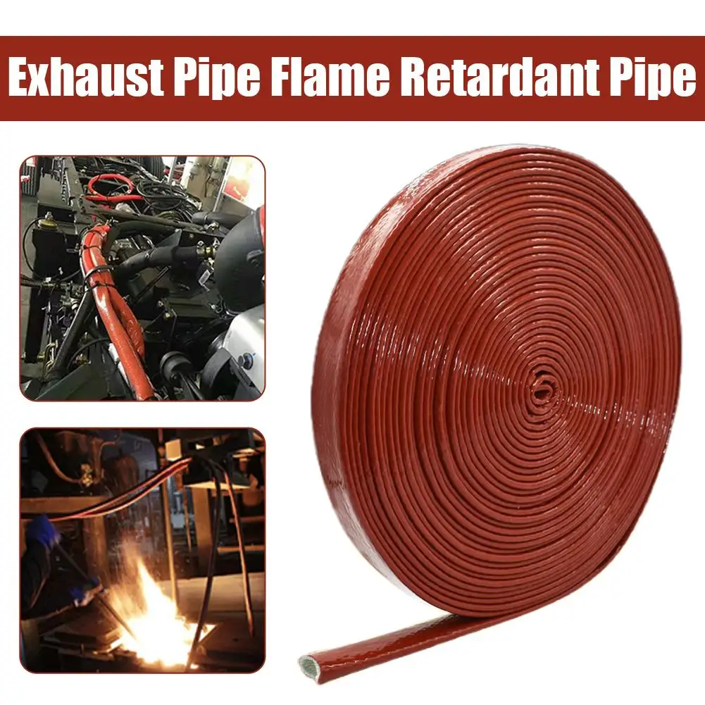 35mm High Temperature Resistant Fireproof Sleeve Silicone Thicken Casing Pipe Insulation Retardant Tube Flame Fiberglass Z9E7