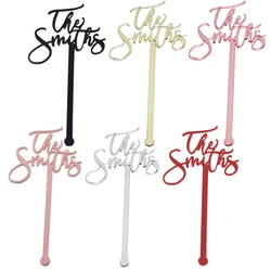 50 pezzi personalizzati nome di nozze agitatori per bevande personalizzati con lettere a mano Stir Swizzle Sticks etichette per bevande Cocktail Bar