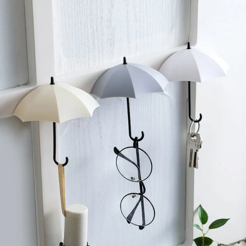 6Pcs Kreative Lagerung Haken Schlüssel Aufhänger Halter Regenschirm Form Wand Haken Dekoration Küche Bad Zubehör